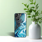 Golden Blue Peacock Marble Phone Holder Glossy Metal Bumper Case Mobile Case by CoverMeUp