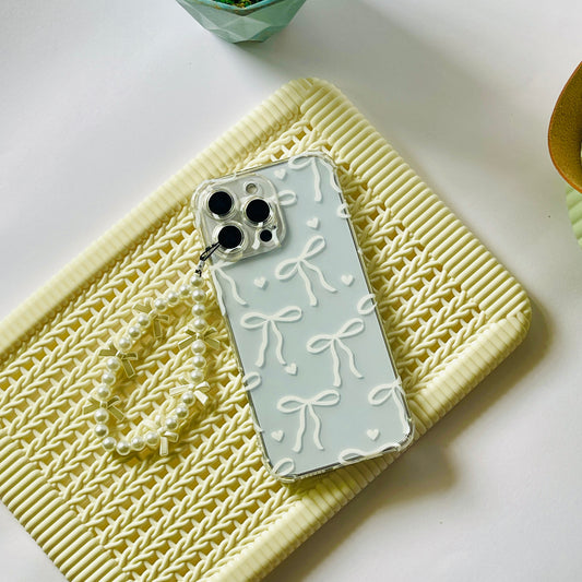 White Bow Name Transparent Custom Slim Soft Cases Mobile Case by CoverMeUp