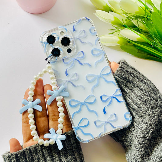 Blue Bows Name Transparent Custom Slim Soft Cases Mobile Case by CoverMeUp