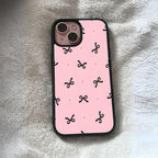 Pink Black Cute Bows Custom Glossy Metal Bumper Case Mobile Case by CoverMeUp