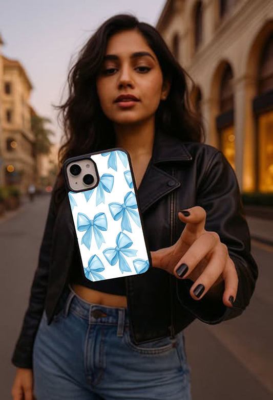 Blue Bow Custom Glossy Metal Bumper Case Mobile Case by CoverMeUp