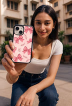 Pink Bow Custom Glossy Metal Bumper Case Mobile Case by CoverMeUp