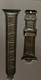 iWatch Genuine Santa Barbara Polo Leather Strap for 42/44/45 mm - Black Mobile Case by CoverMeUp - Style 2