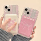 Pink Bow Magsafe Magnetic Leather Credit Card Holder Wallet Case Mobile Case by CoverMeUp - Style 3