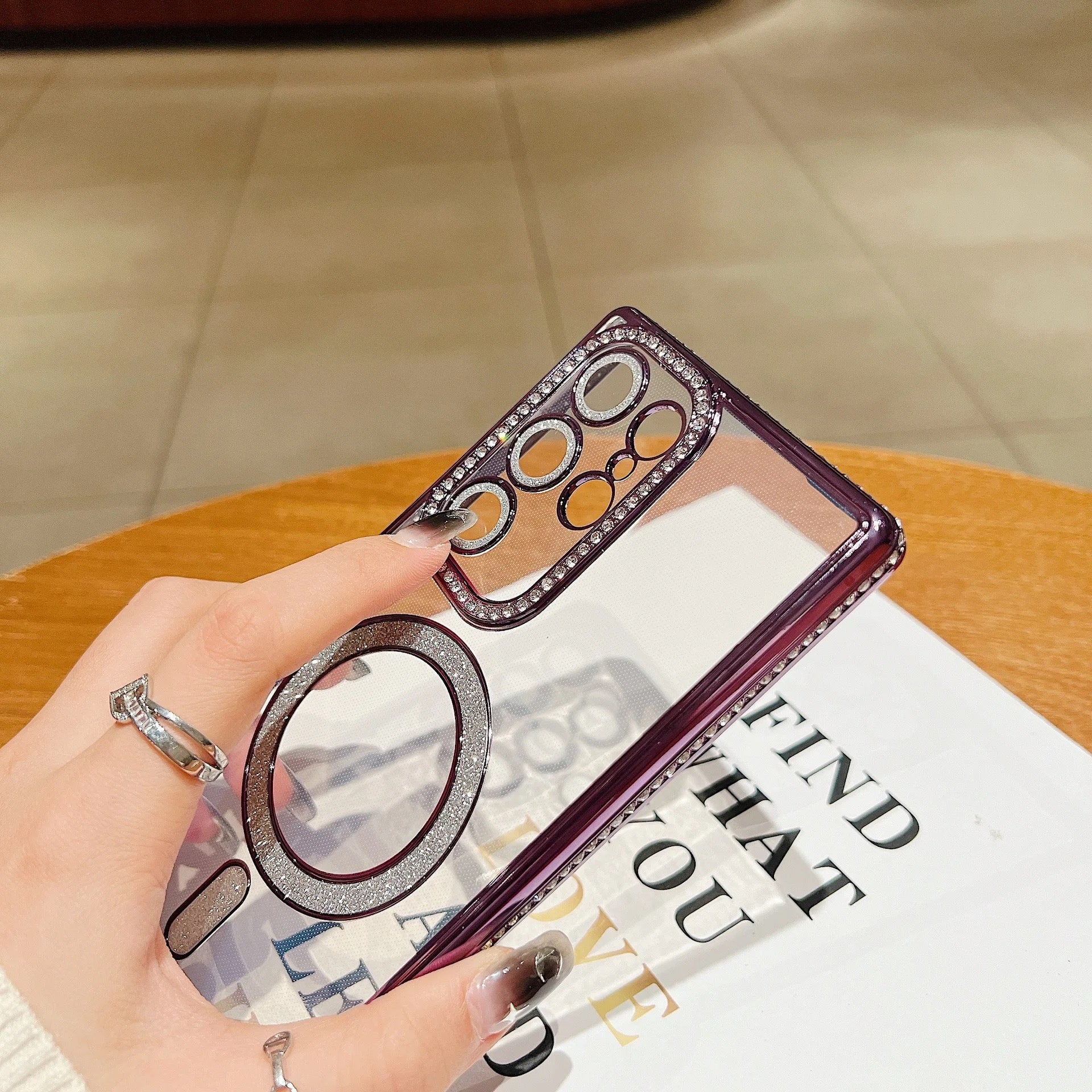 Luxury Samsung Diamond Crystal Bling Glitter Bumper Magsafe Magnetic Case Mobile Case by CoverMeUp - Style 7
