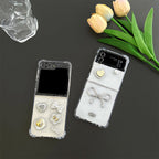 Glitter Bow Clear Transparent Bling Samsung Z Flip Fold Cases