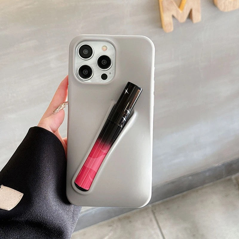 Protective Apple iPhone Back Cover - Lip Gloss Phone Holder Silicone Rubber iPhone Case - Style 4