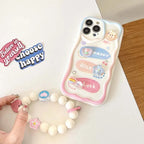 Protective Apple iPhone Back Cover - 3D Happy Rich Luck Characters With Lanyard Bracelet iPhone Case