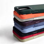 Protective Apple iPhone Back Cover - Luxury Fabric Leather Metal Buttons iPhone Magsafe Case - Style 3