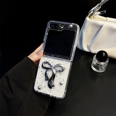 New Glitter Bow Star Clear Transparent Bling Samsung Z Flip Fold Cases