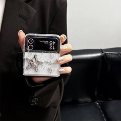 New Glitter Bow Star Clear Transparent Bling Samsung Z Flip Fold Cases