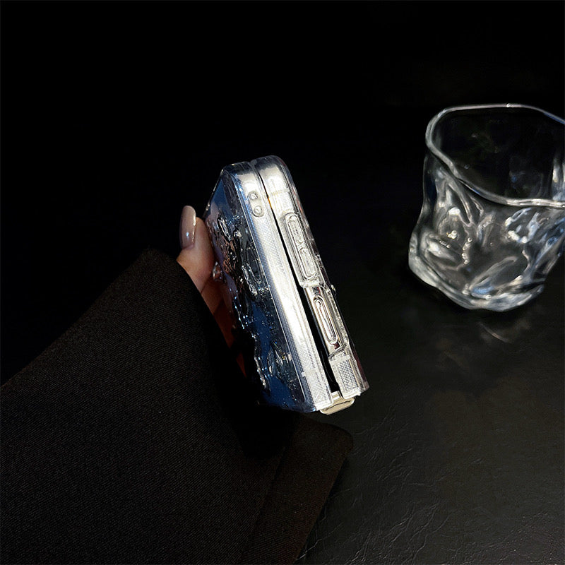 New Glitter Bow Star Clear Transparent Bling Samsung Z Flip Fold Cases