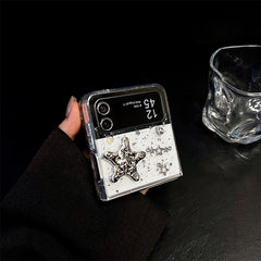 New Glitter Bow Star Clear Transparent Bling Samsung Z Flip Fold Cases