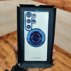 Samsung Galaxy S24 Ultra Magnetic Invisible Stand Anti Yellowing Electroplating Case - Blue Mobile Case by CoverMeUp - Style 6