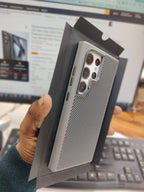 Samsung Galaxy S24 Ultra Soft Carbon Case with Metal Camera Protection - Titanium Mobile Case by CoverMeUp - Style 5