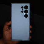 Samsung Galaxy S24 Ultra Vegan Leather Case Slim Profile - Sky Blue Mobile Case by CoverMeUp - Style 3