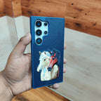 Samsung Galaxy S24 Ultra Dual Horse Embroidery PU Leather Case with Cloth Inside - Blue Mobile Case by CoverMeUp - Style 2