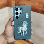 Samsung Galaxy S24 Ultra Embroidery PU Leather Case with Cloth Inside - Gray 6 Mobile Case by CoverMeUp
