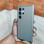 Samsung Galaxy S24 Ultra Carbon Fiber Textured Soft & Silky Shockproof Hybrid Case - Gold Mobile Case by CoverMeUp - Style 3