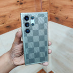 Samsung Galaxy S24 Ultra Check Textured Heavy Shockproof Hybrid Case - Gray Mobile Case by CoverMeUp - Style 4
