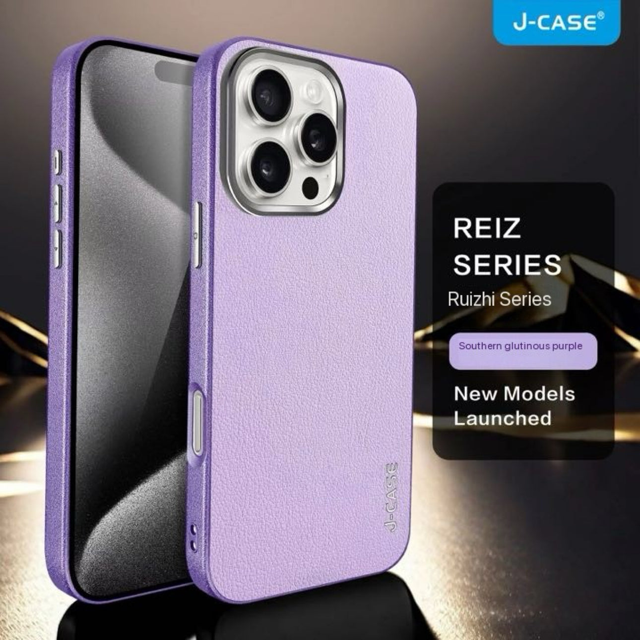 Protective Apple iPhone Back Cover - Genuine PU Leather Case with Metal camera Ring for iPhone 16 Pro (Light Purple)