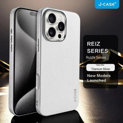 Genuine PU Leather Case with Metal camera Ring for iPhone 16 Pro (White)