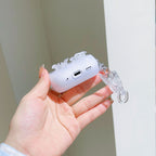 3D Glitter Silver Bow Transparent Airpod Case With Hanging Mobile Case by CoverMeUp - Style 6
