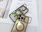 Protective Apple iPhone Back Cover - Light Brown Transparent Anti Yellow Camera Stand Magsafe Case for iPhone 16 Pro - Style 2