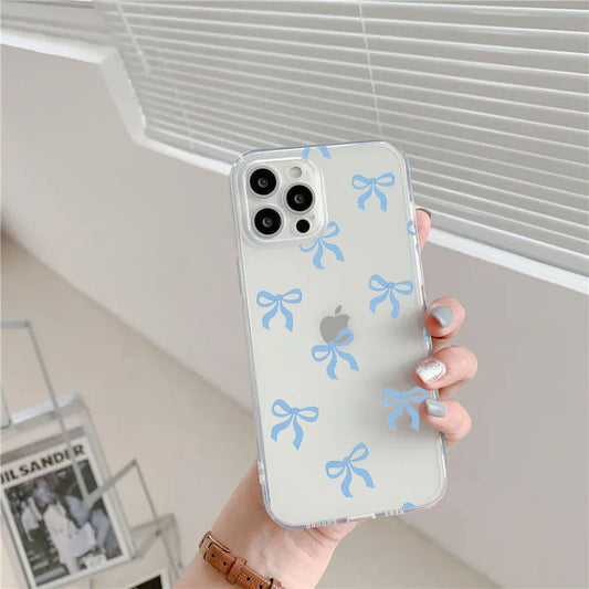 Blue Bows Transparent Custom Slim Soft Cases Mobile Case by CoverMeUp