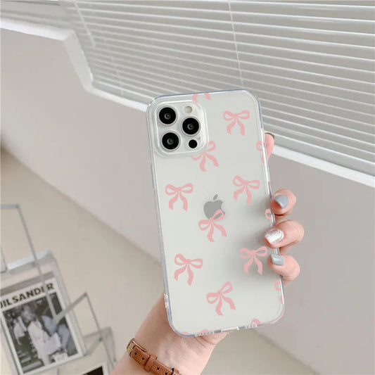 Peach Bows Transparent Custom Slim Soft Cases Mobile Case by CoverMeUp