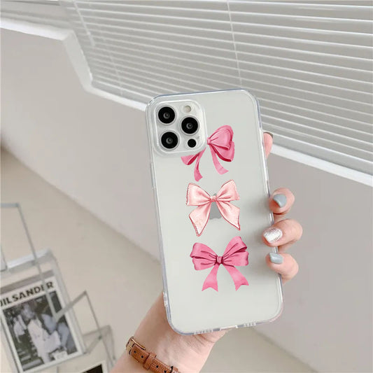 Pink Big Bows Transparent Custom Slim Soft Cases Mobile Case by CoverMeUp
