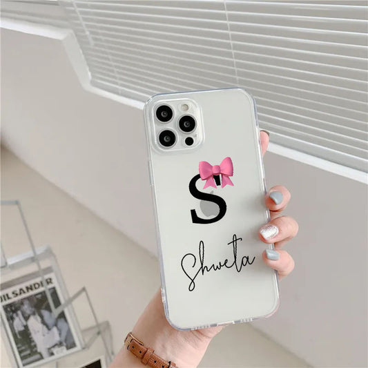 Pink Bows Name Transparent Custom Slim Soft Cases Mobile Case by CoverMeUp