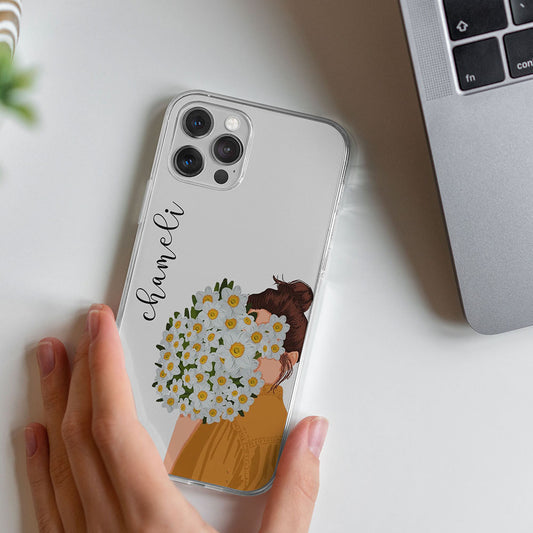 Flower Floral Girl Portrait Name Initial Transparent Custom Slim Soft Cases Mobile Case by CoverMeUp
