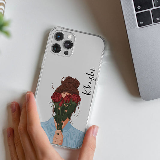 Flower Floral Girl Name Initial Custom Transparent Slim Soft Cases Mobile Case by CoverMeUp
