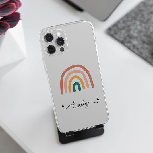 Rainbow Name Initial Custom Transparent Slim Soft Cases Mobile Case by CoverMeUp