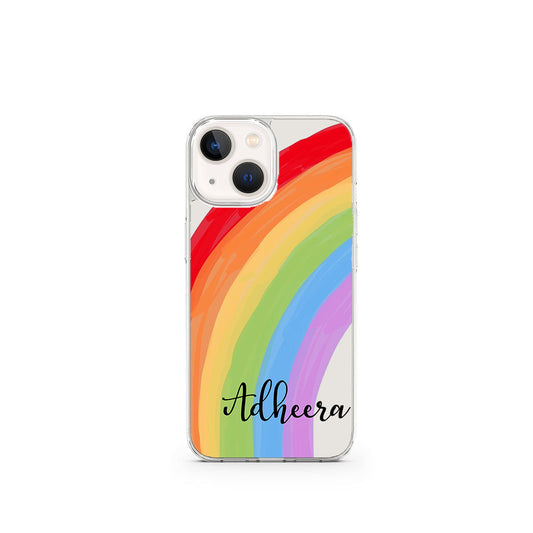 Rainbow Name Initial Transparent Custom Slim Soft Cases Mobile Case by CoverMeUp