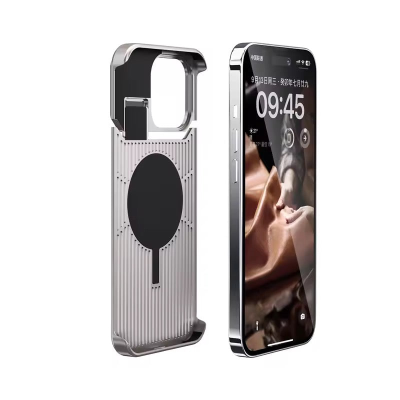 Protective Apple iPhone Back Cover - Premium Leather Aluminum Magsafe Pre-Order Allloy Aromatherapy iPhone Metal Case - Style 7