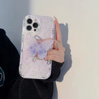 Protective Apple iPhone Back Cover - Purple Cute Butterfly Holder Stand iPhone Soft Case - Style 3
