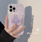 Protective Apple iPhone Back Cover - Purple Cute Butterfly Holder Stand iPhone Soft Case