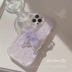Protective Apple iPhone Back Cover - Purple Cute Butterfly Holder Stand iPhone Soft Case - Style 4