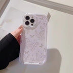 Protective Apple iPhone Back Cover - Purple Cute Butterfly Holder Stand iPhone Soft Case - Style 6