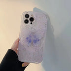 Protective Apple iPhone Back Cover - Purple Cute Butterfly Holder Stand iPhone Soft Case - Style 5