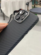 Protective Apple iPhone Back Cover - Ultra Hybrid Slim Carbon Fibre Magsafe Case for iPhone 16 Plus (Black) - Style 3