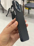 Protective Apple iPhone Back Cover - Ultra Hybrid Slim Carbon Fibre Magsafe Case for iPhone 16 Plus (Black) - Style 5