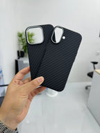 Protective Apple iPhone Back Cover - Ultra Hybrid Slim Carbon Fibre Magsafe Case for iPhone 16 Plus (Black)