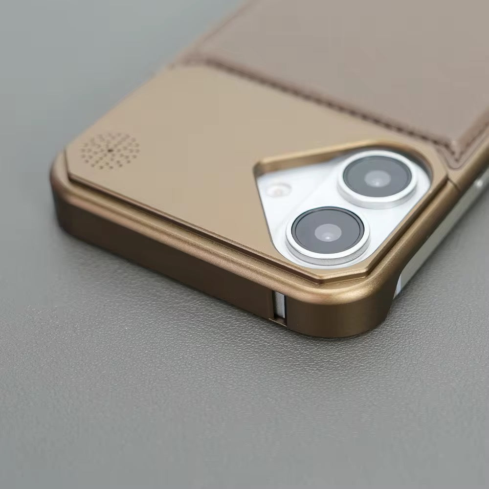 Protective Apple iPhone Back Cover - Premium Leather Aluminum Magsafe Pre-Order Allloy Aromatherapy iPhone Metal Case - Style 4