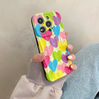 Protective Apple iPhone Back Cover - Colorful Love Heart Textured iPhone Soft Silicone Case - Style 3