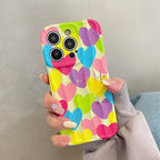 Protective Apple iPhone Back Cover - Colorful Love Heart Textured iPhone Soft Silicone Case