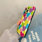 Protective Apple iPhone Back Cover - Colorful Love Heart Textured iPhone Soft Silicone Case - Style 4