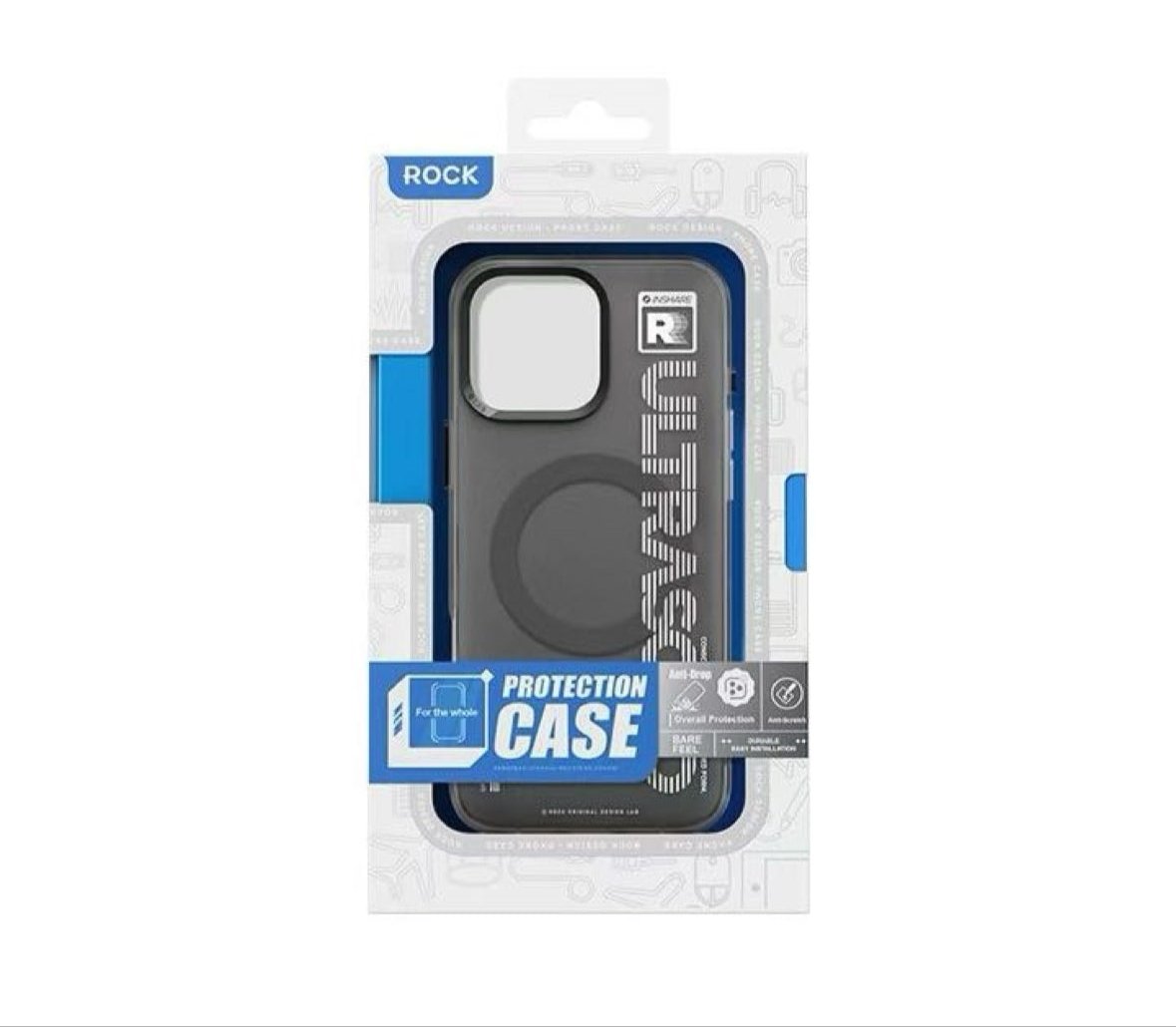 Protective Apple iPhone Back Cover - ROCK Matte Finish Ultra Crush Series Magsafe Case for iPhone 16 Pro (Black)